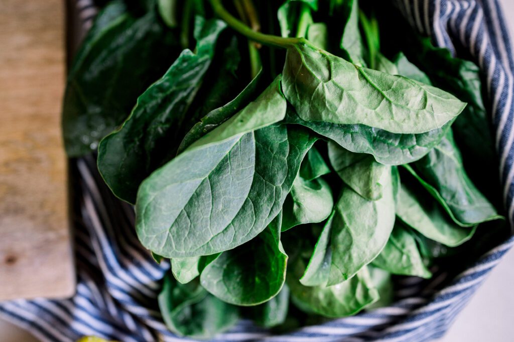 Seasonal leafy greens, symbolising the late-winter “hungry gap” and simple nourishment.